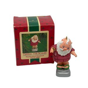 VTG Hallmark 1986 Keepsake Ornament Tipping The Scales Santa Handcrafted Christm